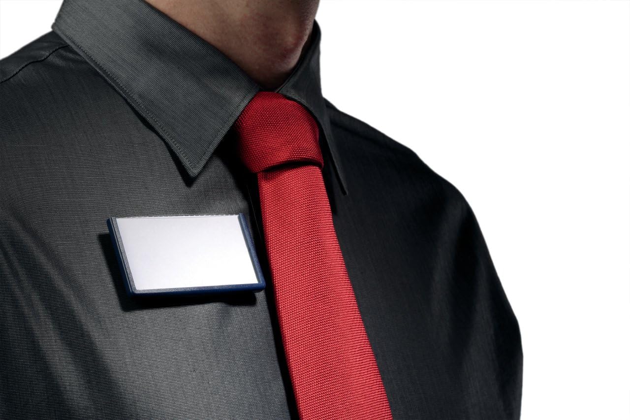 Бейджик магнитный на одежду. Бейджик на пиджаке. Металлический бейдж на одежду. Пластиковые бейджи. Бейдж горизонтальный (57х90мм), с клипсой и булавкой , мягкий, staff basic, 235464.