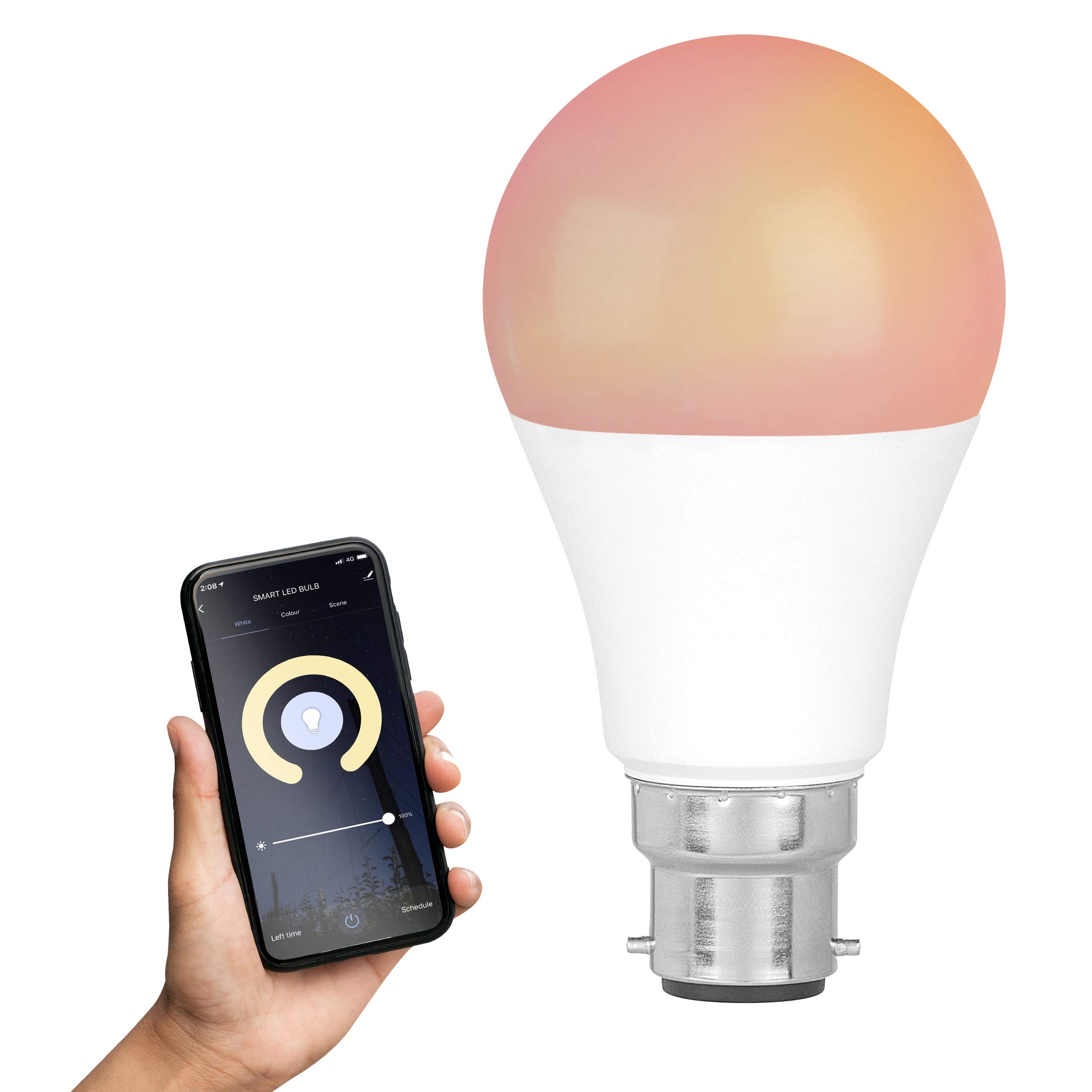 Intempo® EE5013BWHTSTKEU7 Smart Light Bulb with Bayonet Fitting | 8.5 W | App Control | White and RGB Light Modes | Compatible with Amazon Alexa and Google Home Assistant, 6 x 11.2 x 6 cm