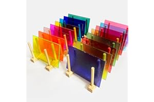 XNZOSKYLZ 24 Sheets Transparent Cathedral Stained Glass Variety Pack – 4 x 6 Inch Vibrant Rainbow Art Glass for Suncatchers, Mosaics & DIY Crafts
