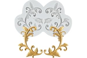 TAOXIBEI Baroque Curlicues Scroll Lace Silicone Molds Leaf Vine Polymer Clay Mold for DIY Crafts Epoxy Resin Casting Air Dry Polymer Clay Plaster Jewelry Making