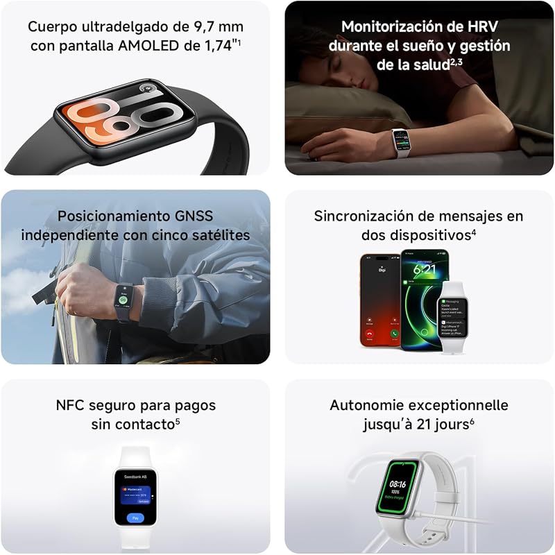Smart Band 10 Pro NFC, Pulsera Inteligente, 21 días, Negro