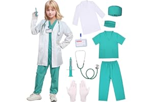 SIZGAROOT Doctor Costume for Kids Toddler Girls Boys Doctor Costume with Lab Coat Halloween Party Dress Up