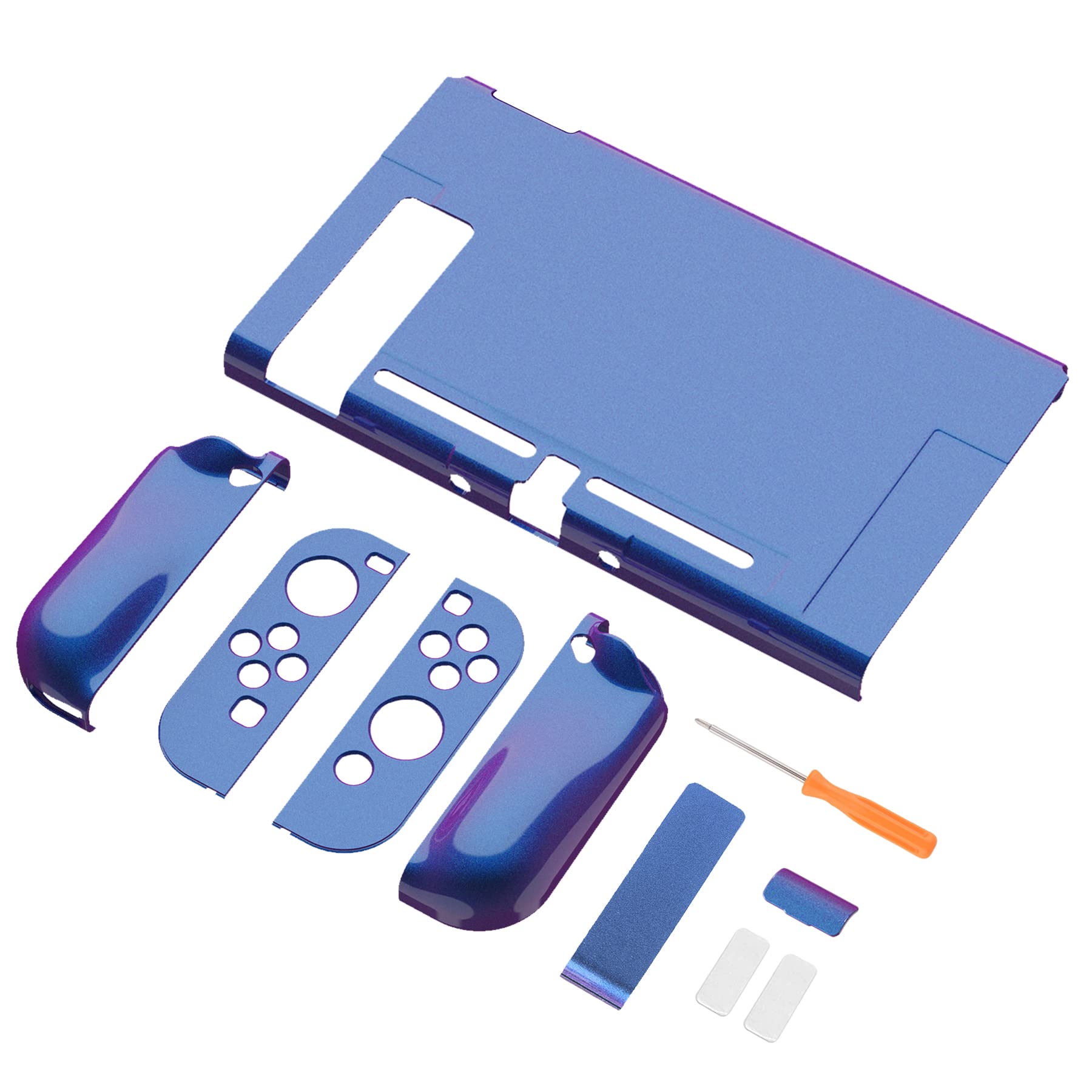 PlayVital Ergonomic Grip Case for Nintendo Switch, Upgraded Protective Hard Case Protector for Switch - Shock-absorbent Anti-Scratch Dockable Durable Cover Game Accessories, Chameleon Purple Blue