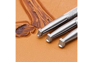 YUTICAT 3-Piece Back Beveled Leather Stamps Set - 304 Steel CNC Carved Stamping Tools (5mm/3.5mm/2.5mm) for Realistic Floral, Animal, Portrait Edge Detailing for Leathercraft Beginners & Pros