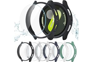 Landhoo [6+6Pack for Samsung Galaxy Watch 7 44mm Screen Protector Case, Hard PC Bumper + HD Anti-Fog Tempered Glass Protective Film, Waterproof Face Cover Set for Galaxy Watch 7 44mm Accessories
