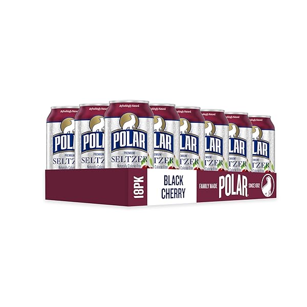 POLAR SELTZER WATER BLACK CHERRY, 12 FL OZ CANS, 18 PACK