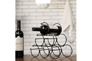 JHY DESIGN Iron Tabletop Wine Rack 11.6x6.2x11inch Rustic Wine Bottle Rack Storage Wine Shelf Freestanding Wine Holder Portab