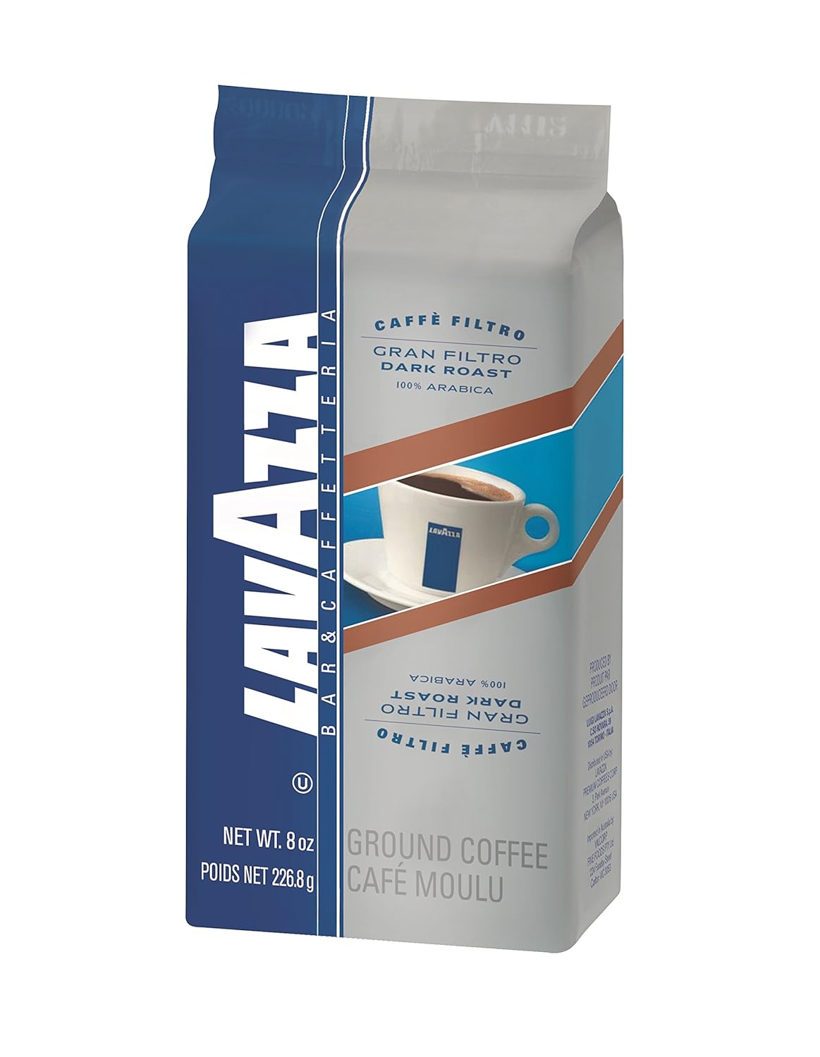 Lavazza Gran Filtro Ground Coffee Blend, Dark Roast, 8Ounce Bricks (Pack of 5