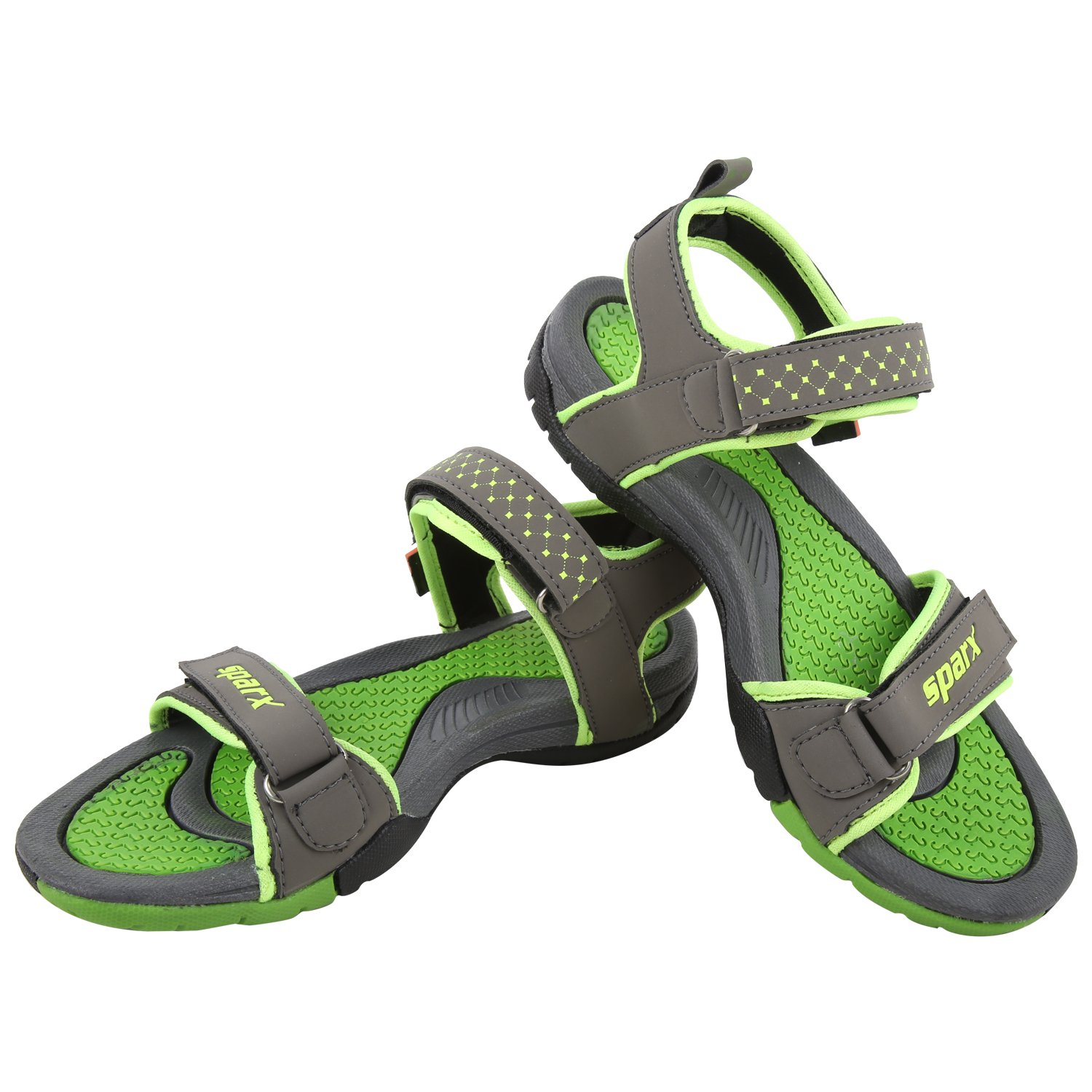 sparx women's ss0803l3 series dark grey fluorescent green synthetic casual floater sandals