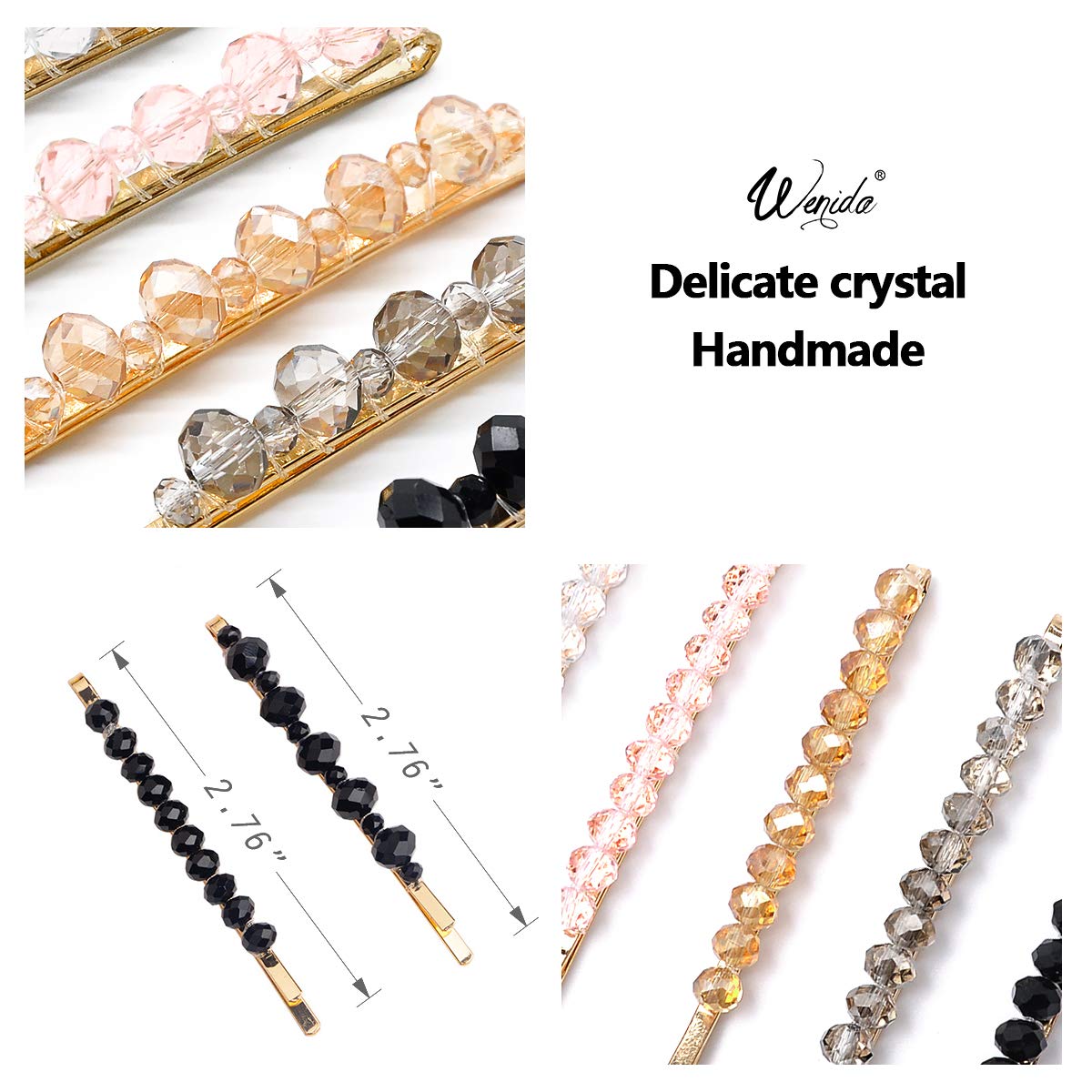 Hair Clips Wenida 10 Pieces Fashion Crystal Metal Hair Pins Barrettes Bobby Pins Decorative Hair Styling for Women Girls : Beauty