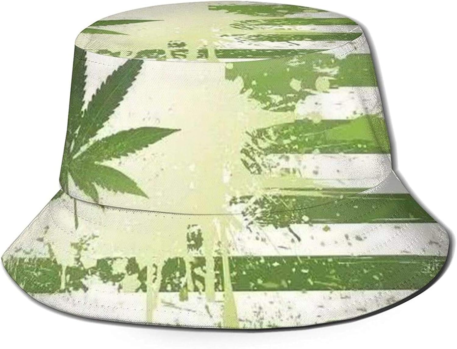 Grass Pot Leaf Print Bucket Hat Fisherman Fishing Sun Cap for Women