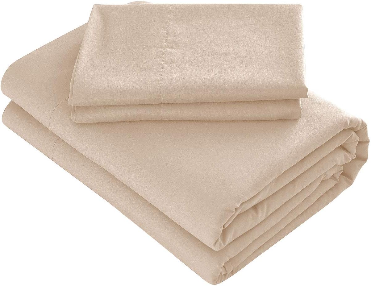 Prime Bedding Bed Sheets - 4 Piece Queen Sheets, Deep Pocket Fitted Sheet, Flat Sheet, Pillow Cases - Queen Sheet Set, Beige