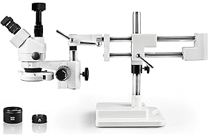 Walter Products Trinocular Zoom Stereo Microscope, 10x Widefield Eyepiece, 0.7X—4.5X Zoom Range, 7X—45x Magnification Range, 