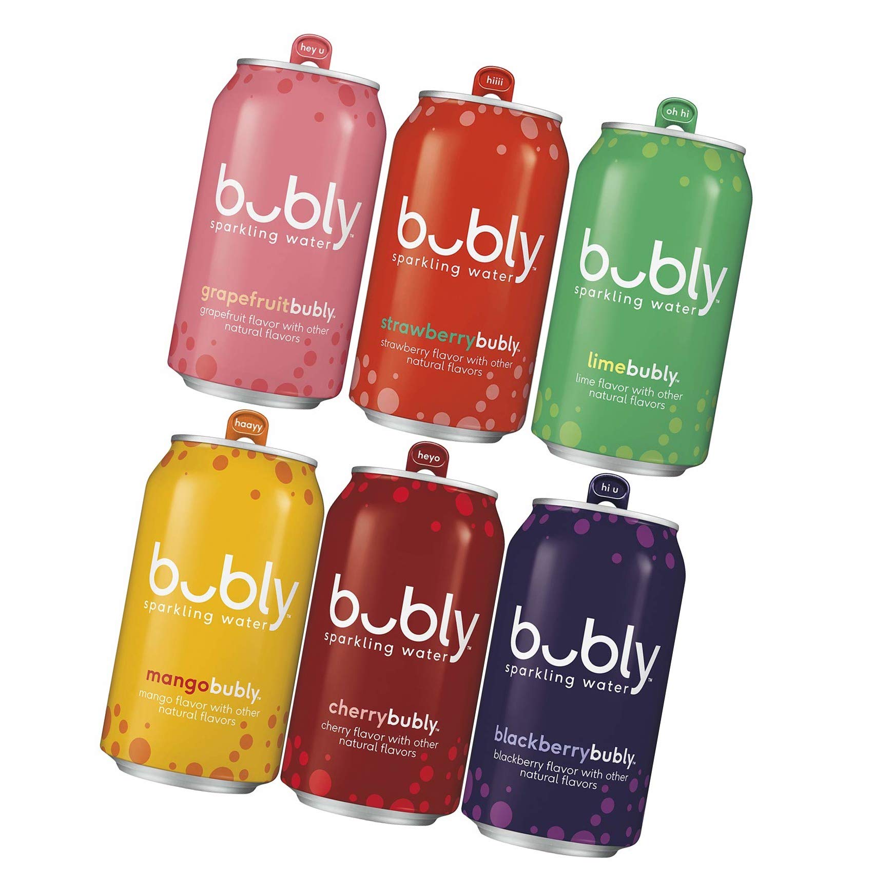 Bubly bubly 6F 18pk VP (Blackberry, Lime, Cherry, Grapefruit, Strawberry, Mango) 6FL Sampler VP, 12 Fl Oz (Pack of 18), 216 oz - 1 Pack