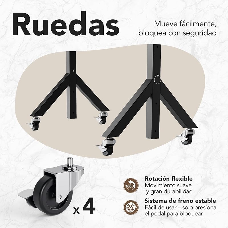 Escritorio de pie Ajustable en Altura, 6 ajustes de Altura de hasta 118 cm, 80 x 40 cm, Escritorio pequeño móvil con diseño de Patas Triangulares, Movilidad Suave con Ruedas bloqueables, Mesa