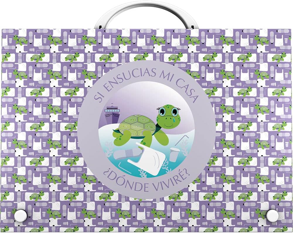 Grafoplás 37402428 School Case with Handle, Polypropylene, Wise Planet Collection, Turtle, Green,purple