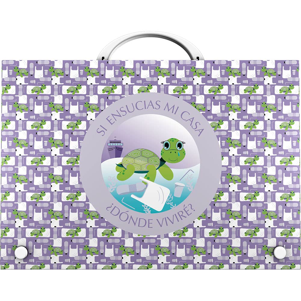Grafoplás 37402428 School Case with Handle, Polypropylene, Wise Planet Collection, Turtle