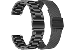 TRUMiRR Band Sets for Venu 3 (45mm) Smart Watch Men, Solid Stainless Steel Metal + Mesh Strap Quick Release Watchband for Garmin Venu 2 (45mm) / Forerunner 965 955 265 255