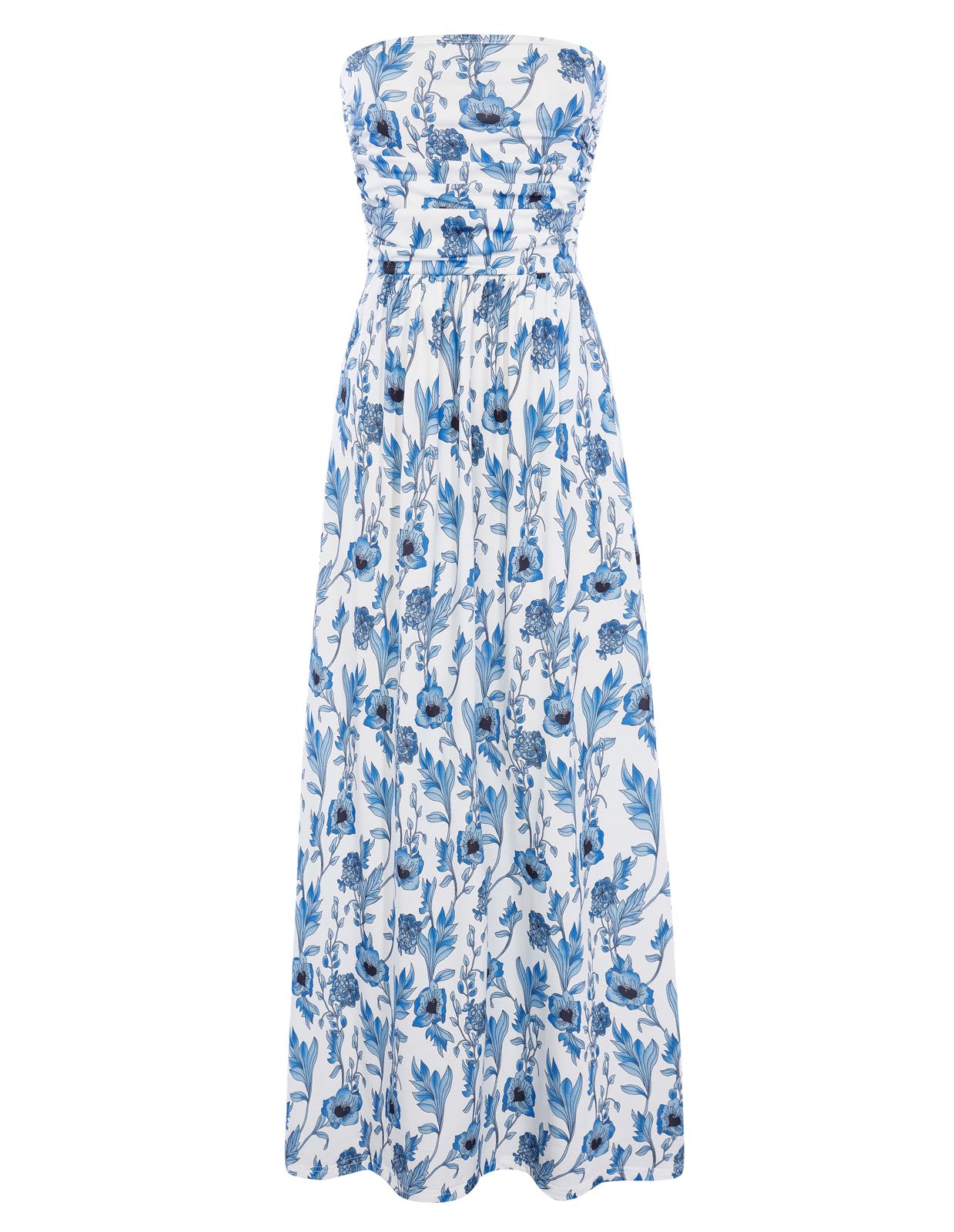 GRACE KARIN Women Strapless Dress Casual Loose Ruched Long Maxi Dress with Pockets Image