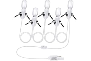 Leelosp 1 Pack Accessory Cord with 5 Milky White LED Light Bulb, 9.84 ft Christmas Village Light Cord with Fuse Wire, Blow Mold Light Kit Replacement for Christmas Village House Craft Halloween