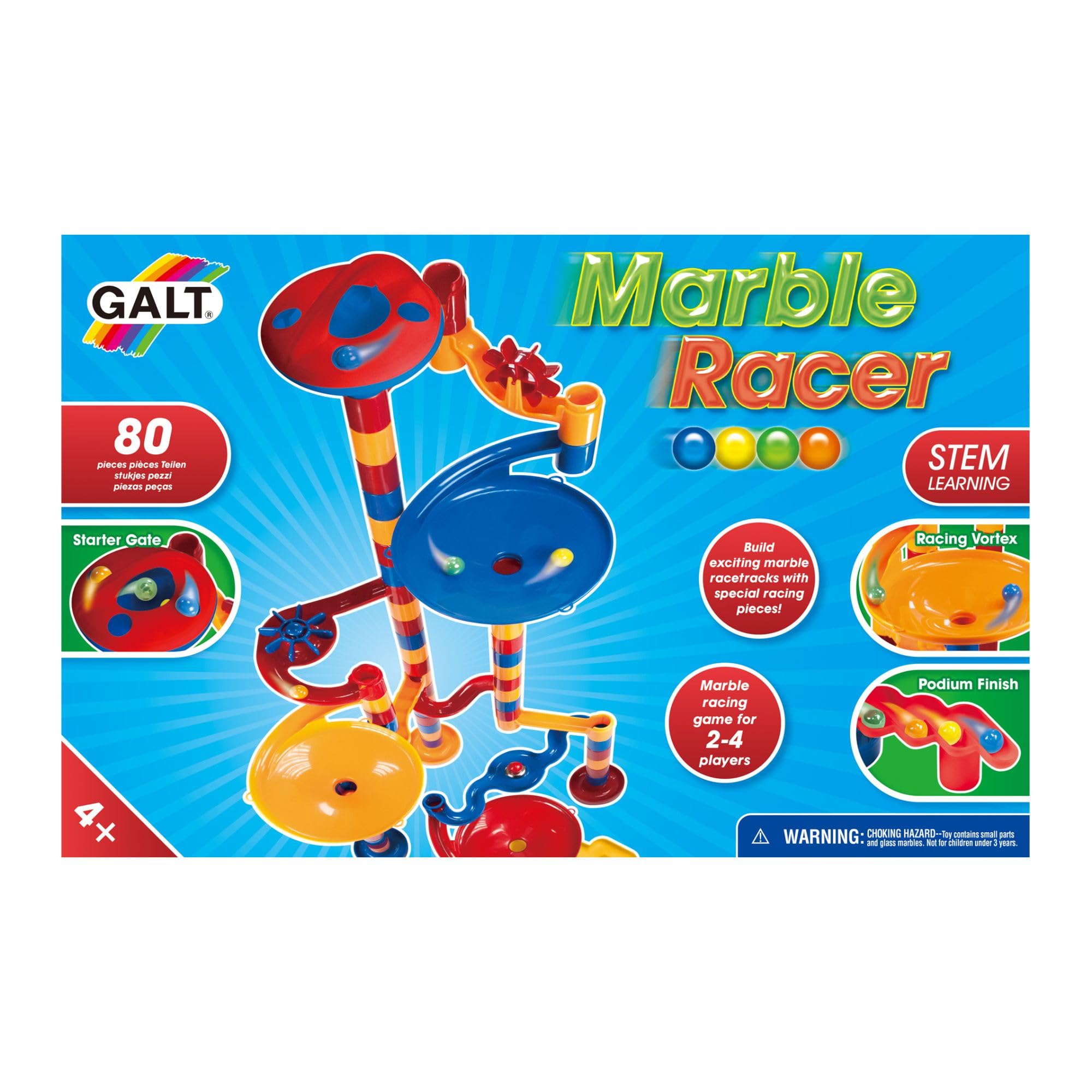 Galt Toys, Marble Racer, Multi Colour 80 Piece Construction Toy, Ages 4 Years Plus