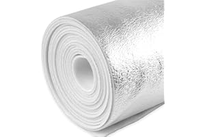 Halero Single Side Foil Reflective Insulation Foam Core Radiant Barrier 5mm 40“ × 80” Thermal Foil Insulation for Ceilings,Walls,Steel Buildings,Roofing ect