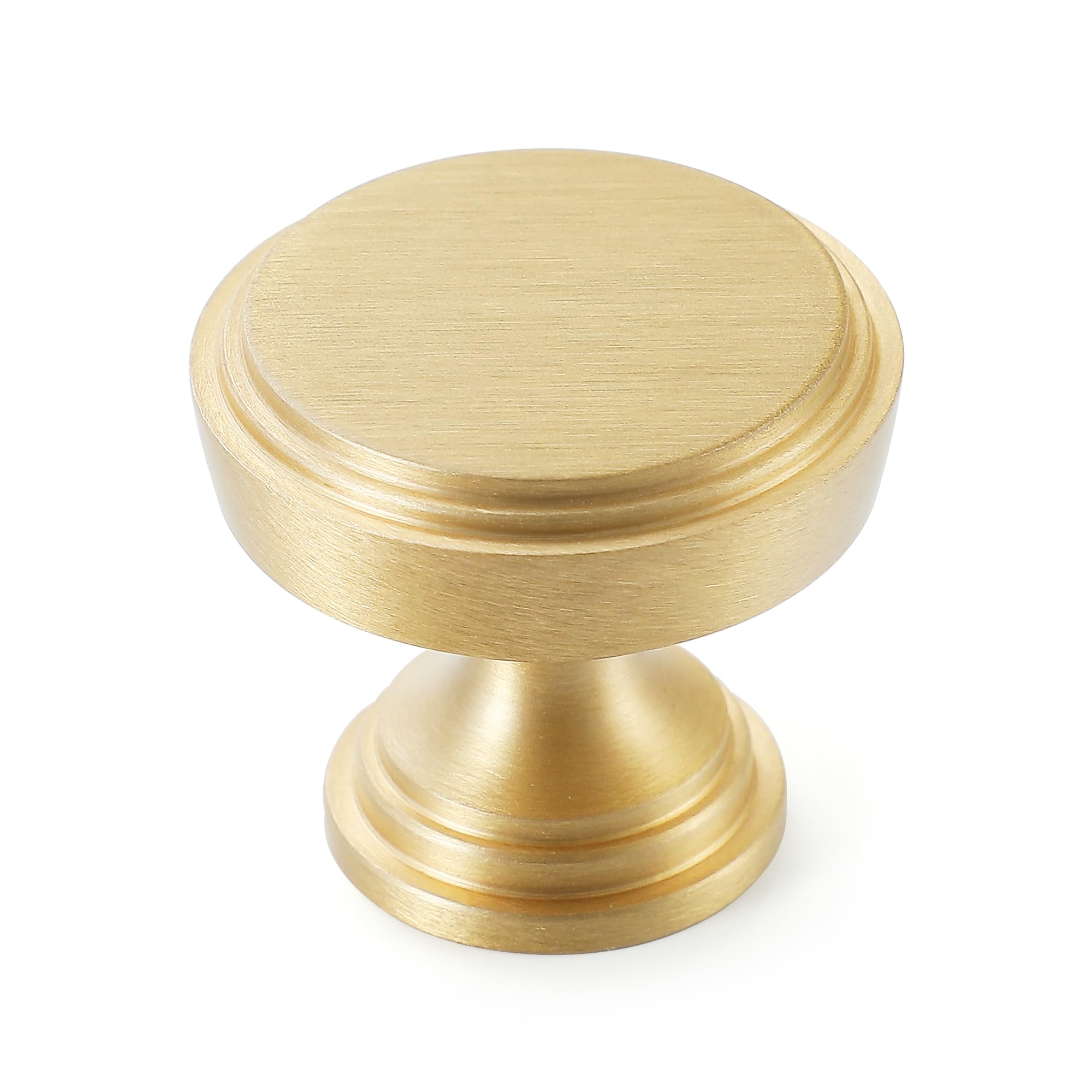 Photo 1 of KOPPALIVE 20-Pack Solid Brass Kitchen Cabinet Knobs, Modern Gold Drawer Knobs for Dresser, Round Step Cabinet Knobs Pulls, Brushed Finish, Diameter 1-11/64 Inches