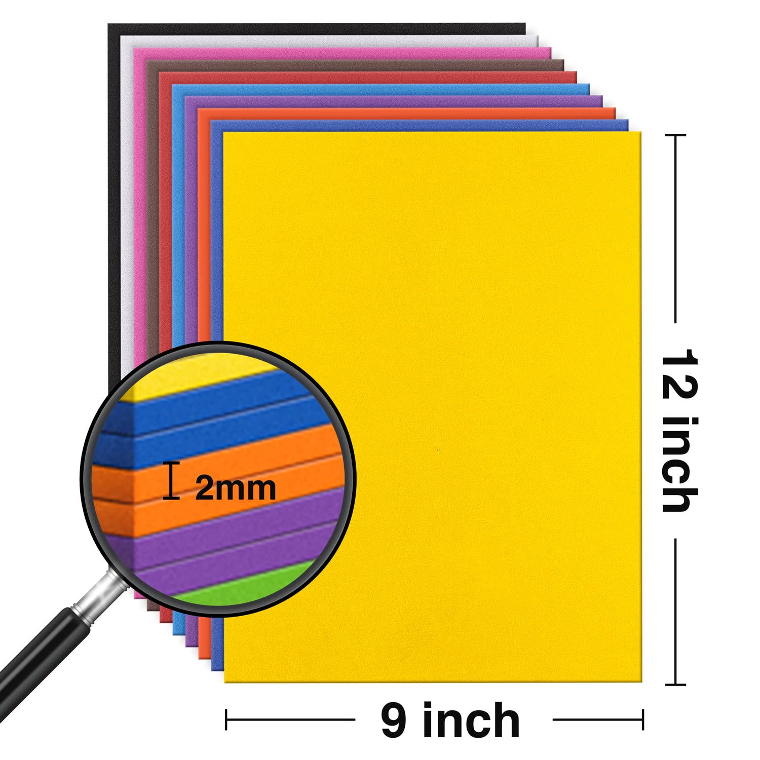 MEARCOOH Foam Sheets Crafts 9x12 Inch 10 Colors 2mm Eva Color Craft Foam Paper for Crafts Project Preschoolers Classroom Scrapbooking DIY Cosplay(10 Sheets)