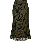 Allegra K Mesh Fishtail Skirt for Women Floral High Waist 2025 Fall Winter Bodycon Y2K Witchy Midi Skirts