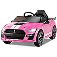 Licensed Ford Mustang Shelby GT500 Ride on Car for Kids by OLAKIDS, 12V Electric Vehicle with Remote Control, Toddlers Battery Powered Toy Gift with 2 Speeds, LED Lights, USB, FM, Music, Horn