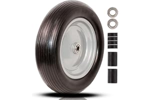 PONSYTOCN 4.00-6 Tire Flat Free,13" Wheelbarrow Tires and wheels, installed 5/8" Bearing with Extra 3/4" Bearing,1.75"- 6" Center Hub,Replacement for Garden Outdoor Cart Trolley Dolly Wagon (1 Pack)