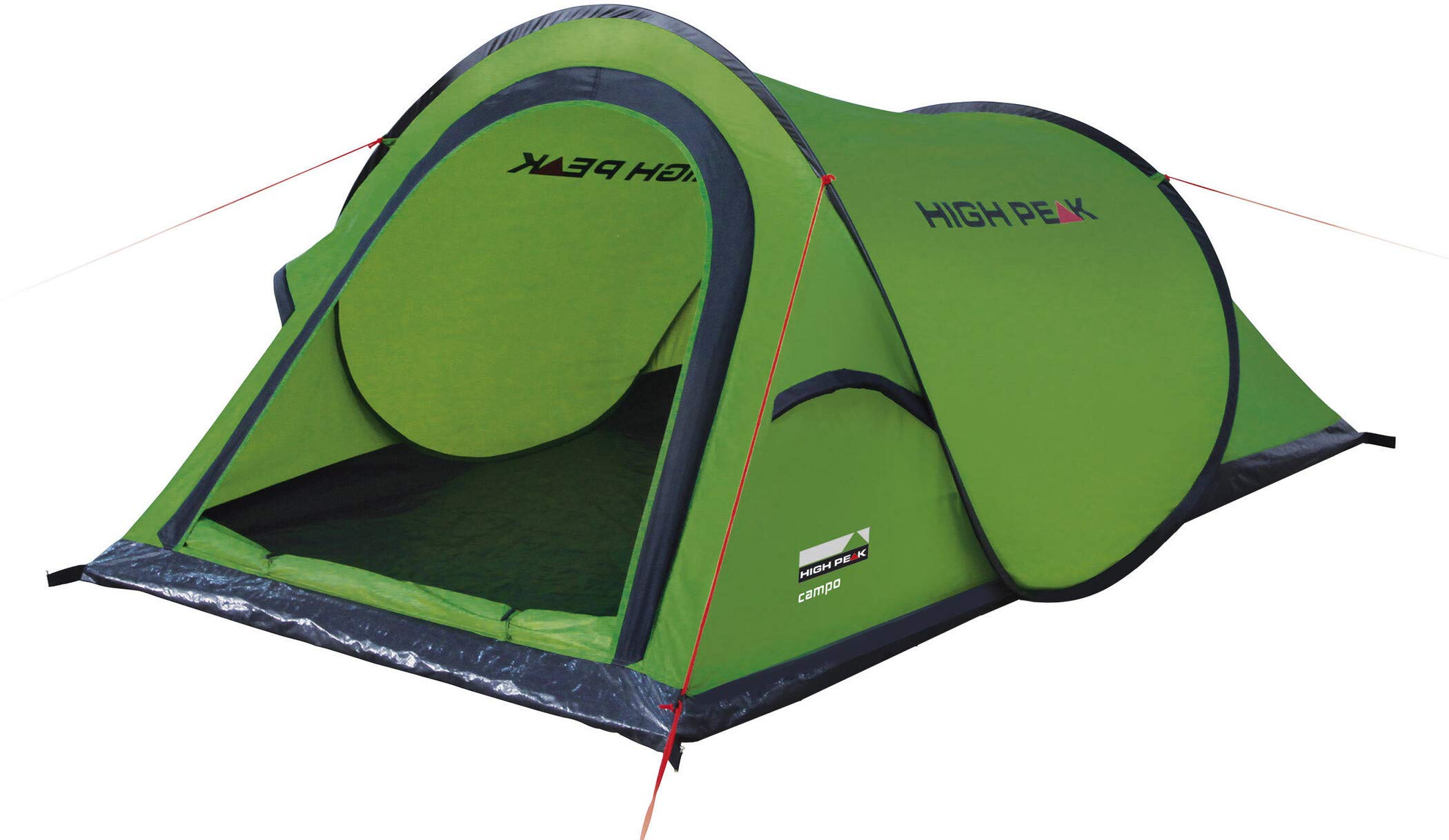 High Peak Campo 2 Pop Up Tent for 2 People, Festival Tent with Tub Floor, Super Light Quick Open Pop Tent, 1500 mm Waterproof, Ventilation System, Mosquito Protection