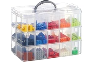 WSBXBB Storage Box for Lego, Stackable Storage Organizer with 30 Compartments for Lego, Storage for Barbie Dolls, for Hot Wheel Toy Bins for kids organizer, Clear Toy Storage Bin