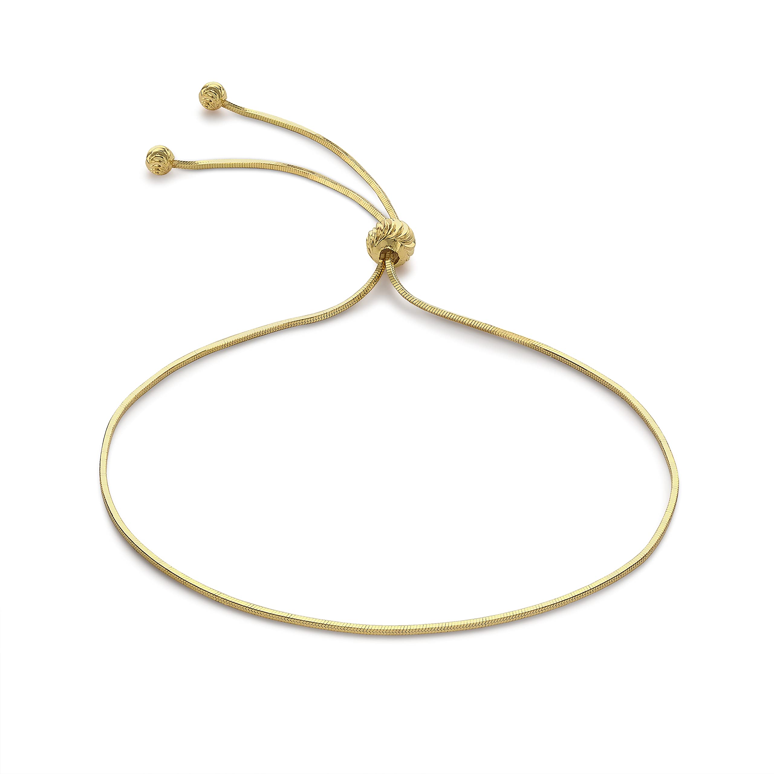 CARISSIMA Women's 9 ct Yellow Gold Snake Chain Adjustable Bracelet, 23 cm/9 Inch