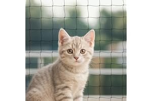 FLUXIONOVA Cat Balcony Net – Transparent Nylon Safety Screen for Balconies, Windows, Patios & Catios; Apartment-Friendly Garden/Deck Netting; Weather-Resistant, Cut-to-Fit; Install Kit Included;（Black）