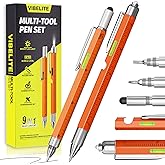 VIBELITE 11 in 1 Multitool Pen Set with LED, Stylus, Level, Screwdriver, Flathead, Valentines Day Gifts for Him, Men, Teen Boys, Husband, Women, Mens Gifts from Daughter, Wife, Son, Orange, 2 Pack