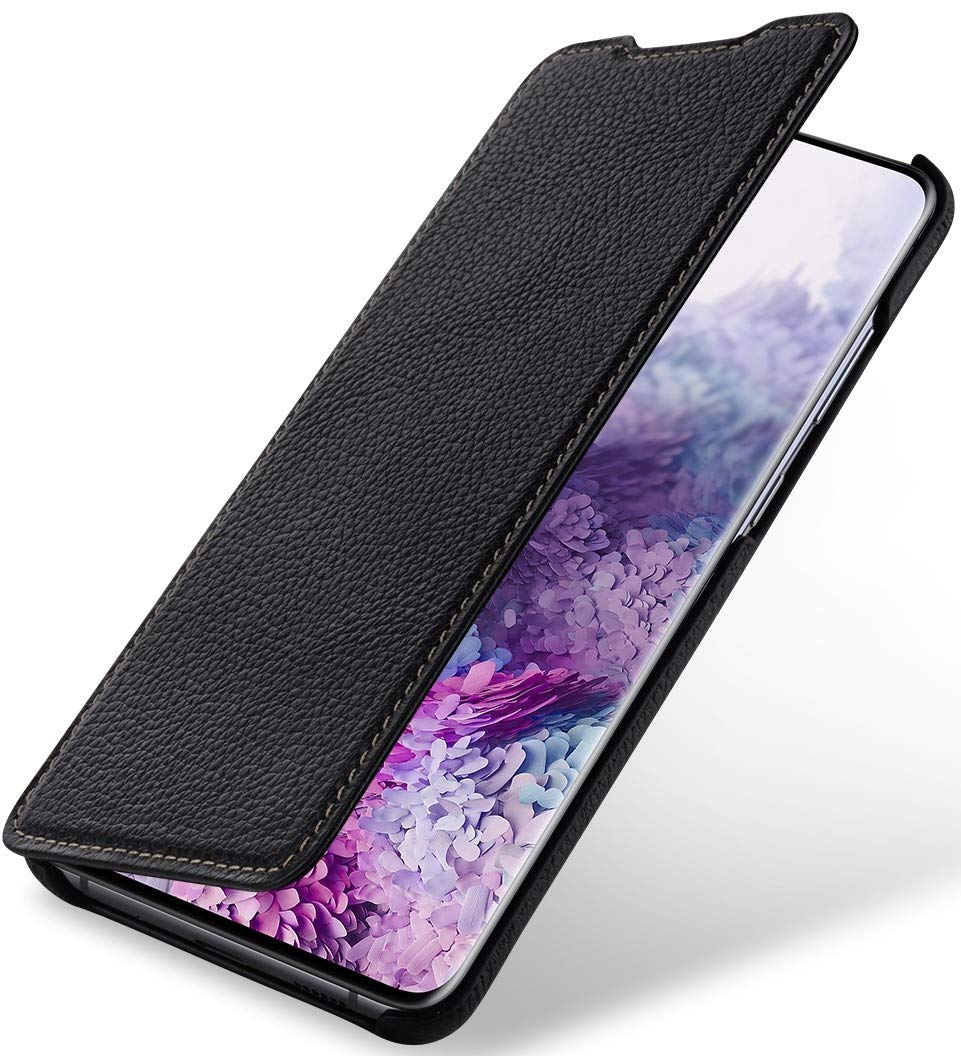 StilGut Book Type Flip Case for Galaxy S20 Plus/S20+, Genuine Leather Galaxy S20 Plus/S20+ Case, Black