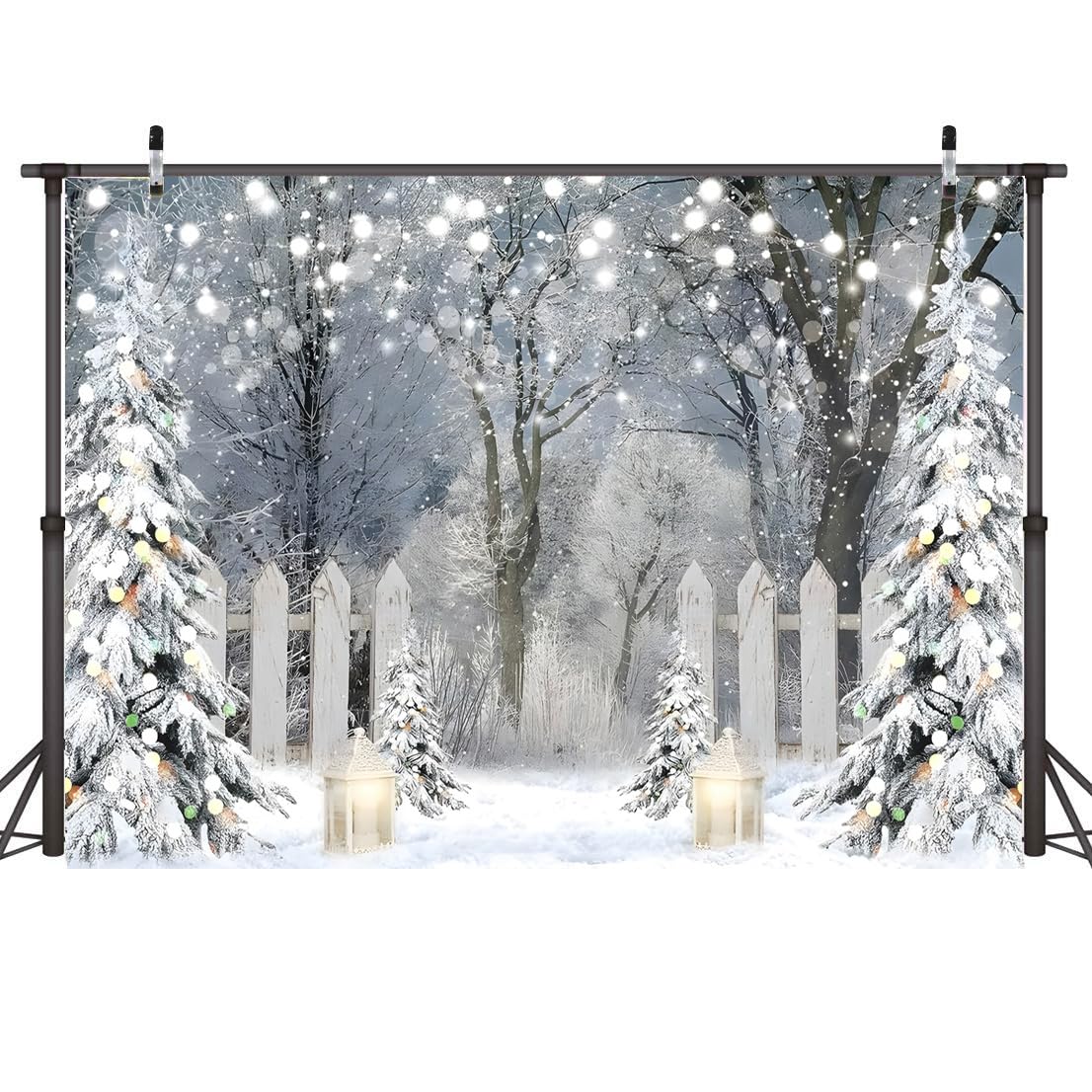 AIIKES 8x6ft Winter Backdrop Snow Photography Backdrop Christmas Party Decoration 12-621