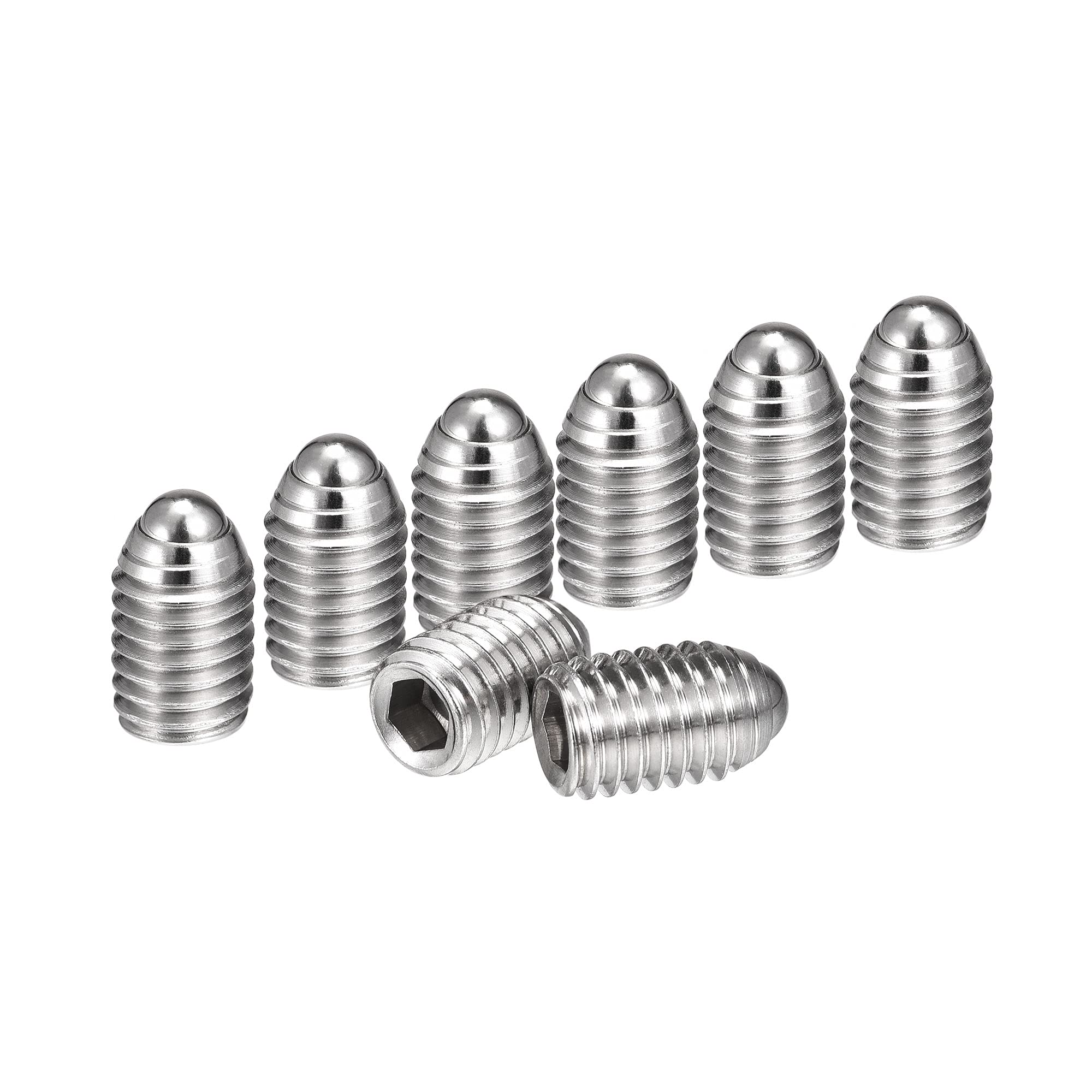 sourcing map Ball Point Set Screws, M8 x 12mm 304 Stainless Steel Metric Spring Hex Socket Screw 8pcs