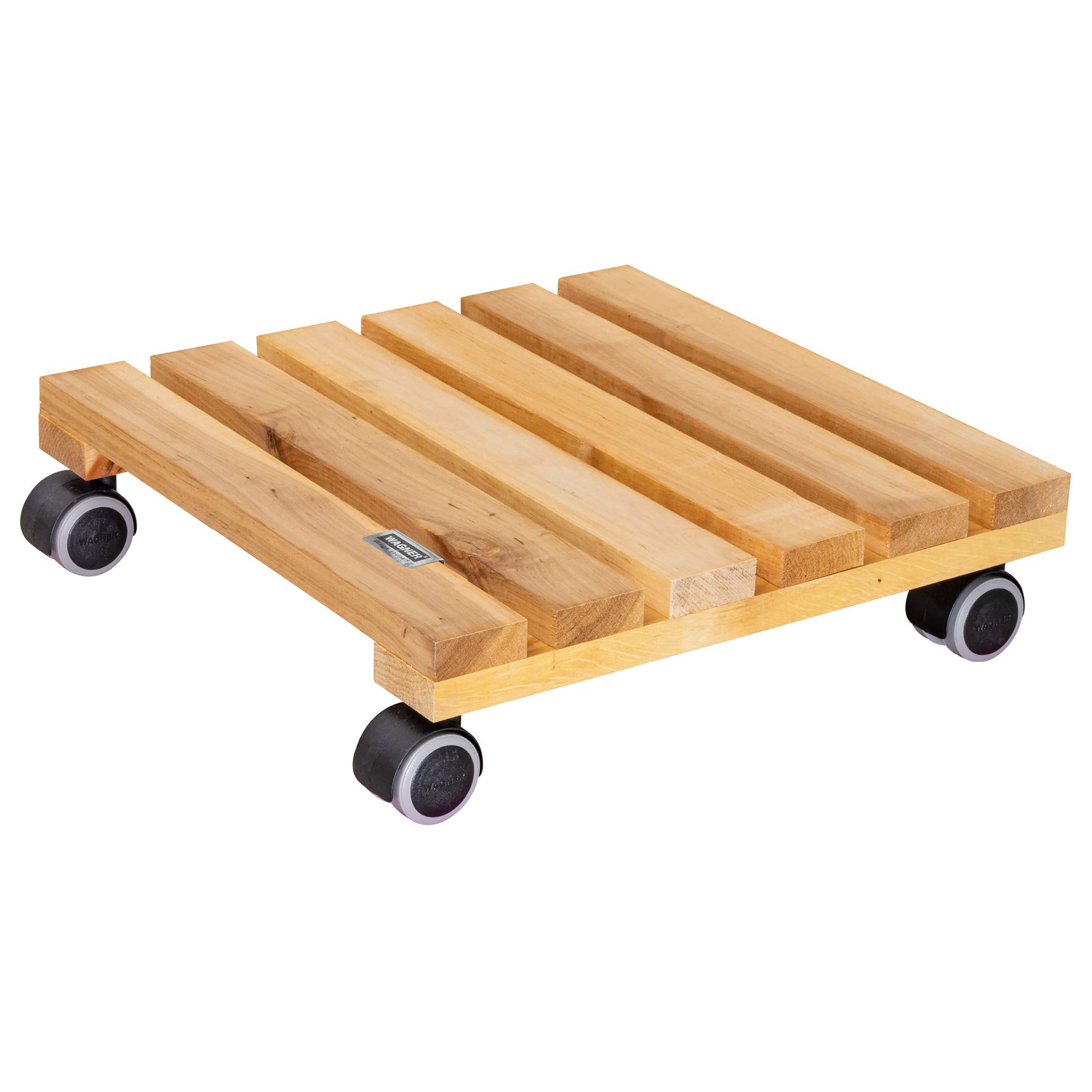 WAGNER Plant trolley NATURE 34 x 34 x 8 cm I For indoor use I Made of FSC®-certificated solid alder wood, nature oiled I Soft castors I Load capacity 100 kg I Made in EU - 20026101