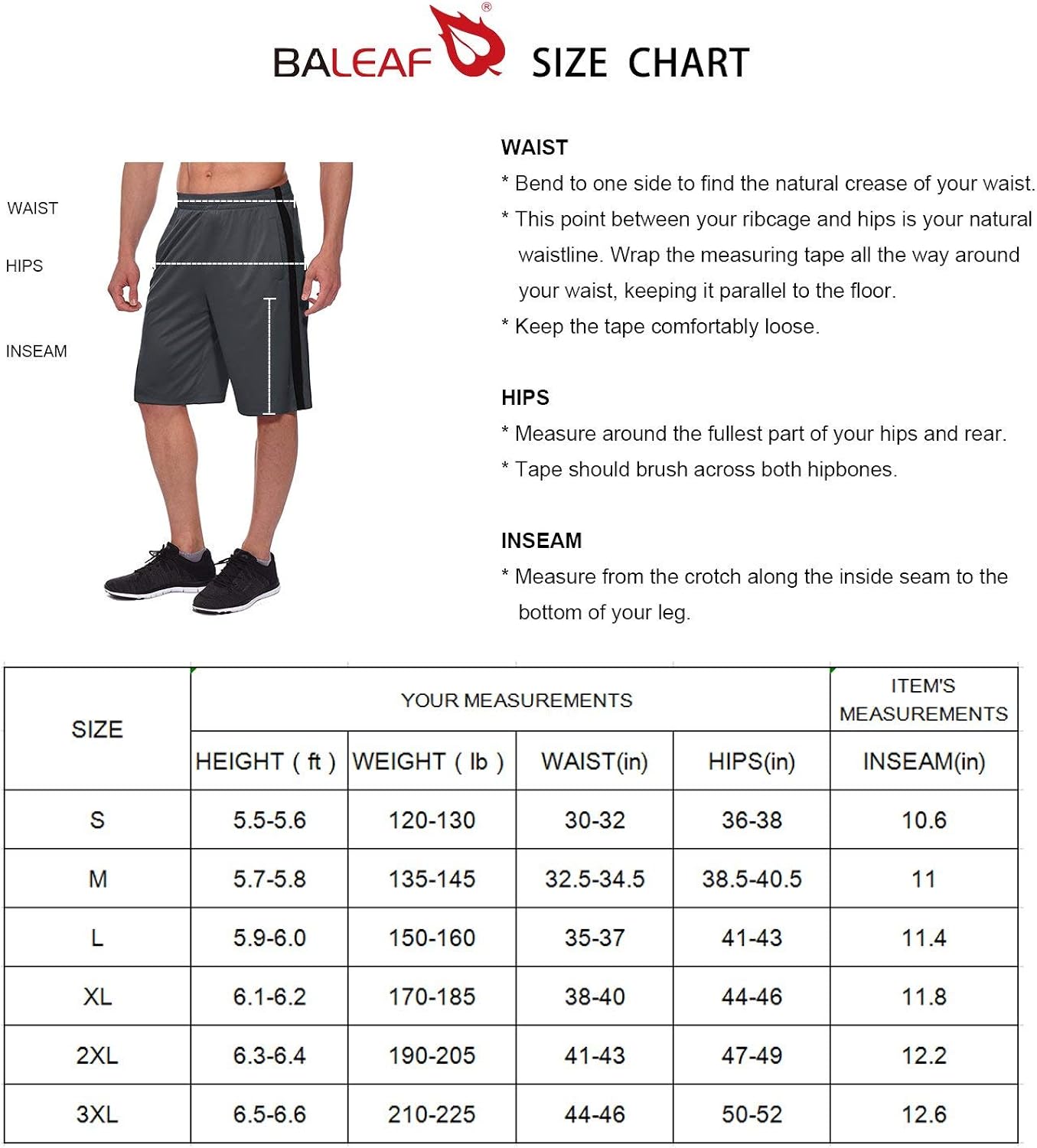 BALEAF Men's 11'' Athletic Basketball Shorts Lightweight Training Workout Zipper Pockets Drawstrings : Clothing