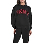 DKNY womens Exploded Rhinestone Varsity Logo Pullover Fleece Sweatshirt