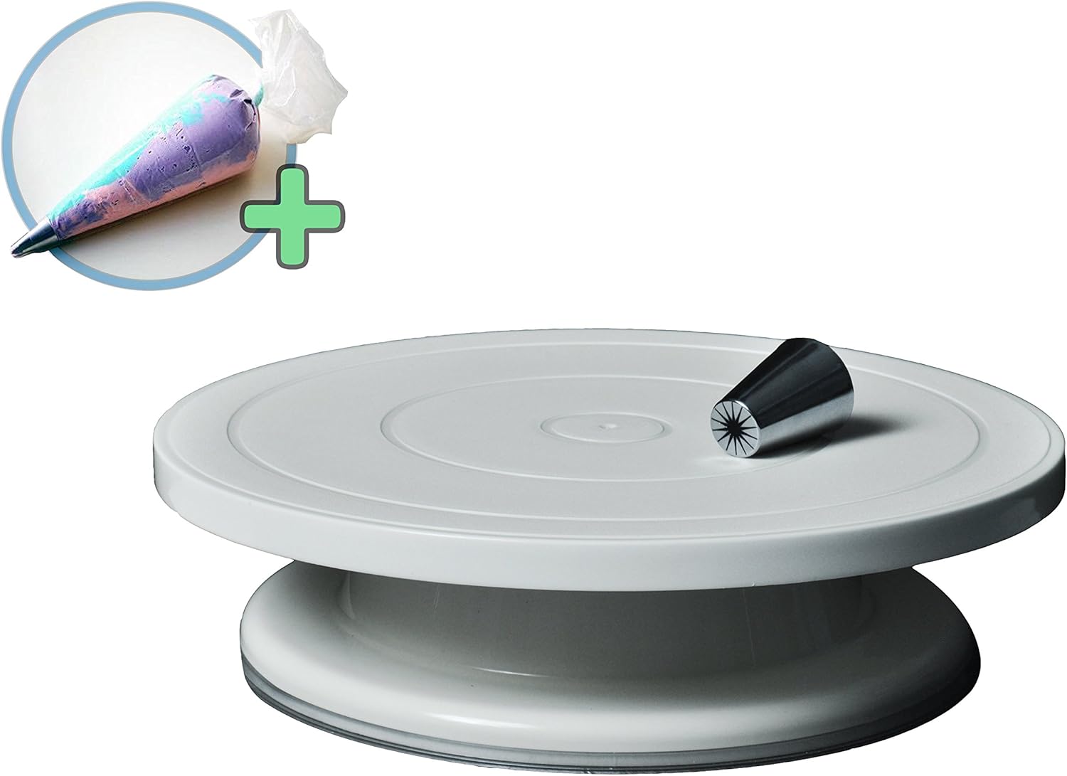 Rotating Cake Stand Decorating Set, White Turntable Cake Stand Plastic Pedestal