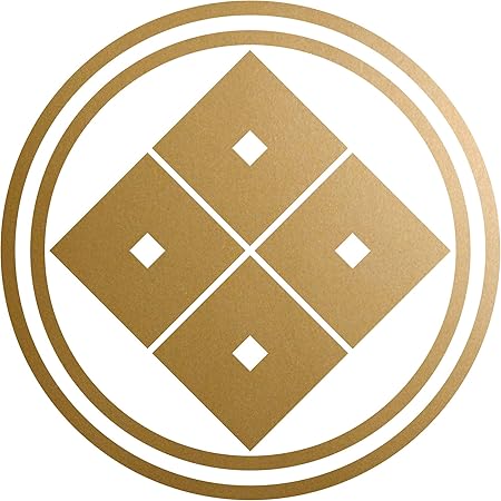 Amazon 二重丸に隅立て四つ目 カッティングステッカー 幅13cm X 高さ13cm ゴールド 車 バイク 車 バイク