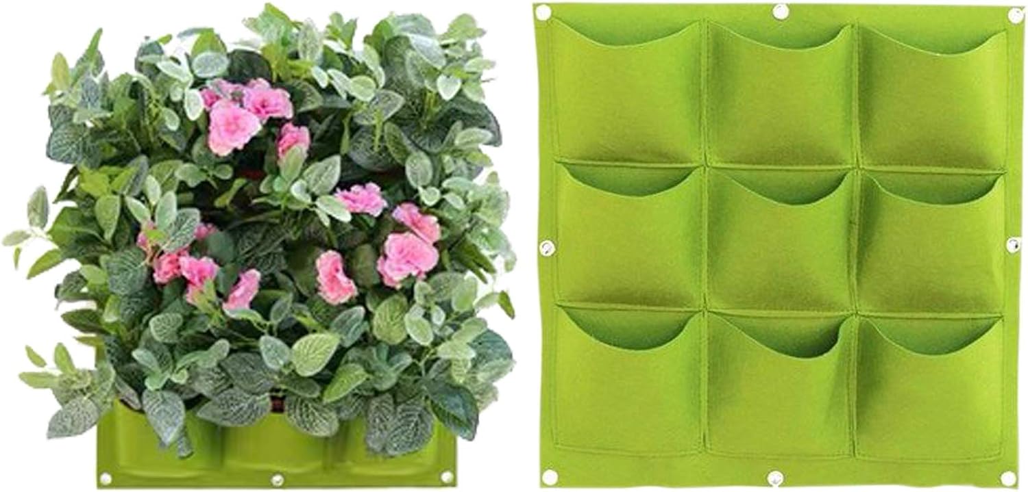 BushWalk Vertical Wall Hanging Garden Planter Plant Grow Bags for Flower Vegetable Indoor/Outdoor (9 Pockets)