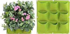 BushWalk Vertical Wall Hanging Garden Planter Plant Grow Bags for Flower Vegetable Indoor/Outdoor (9 Pockets)