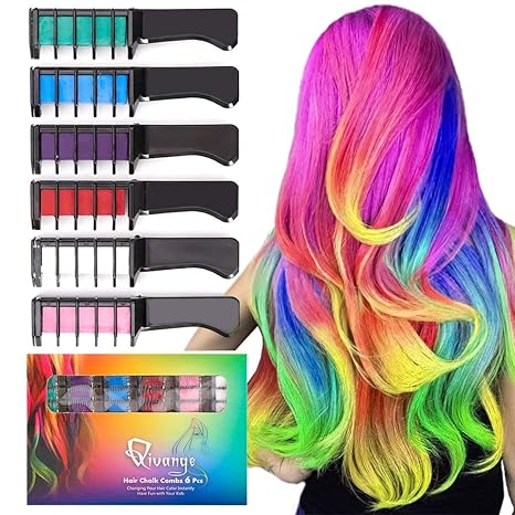 Buy Qivange Hair Chalk Comb 6 Pcs Non Toxic Temporary Hair