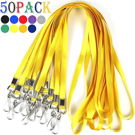 Yellow Bulk Lanyards for Id Badges Nylon Neck Flat Lanyard for ID Name