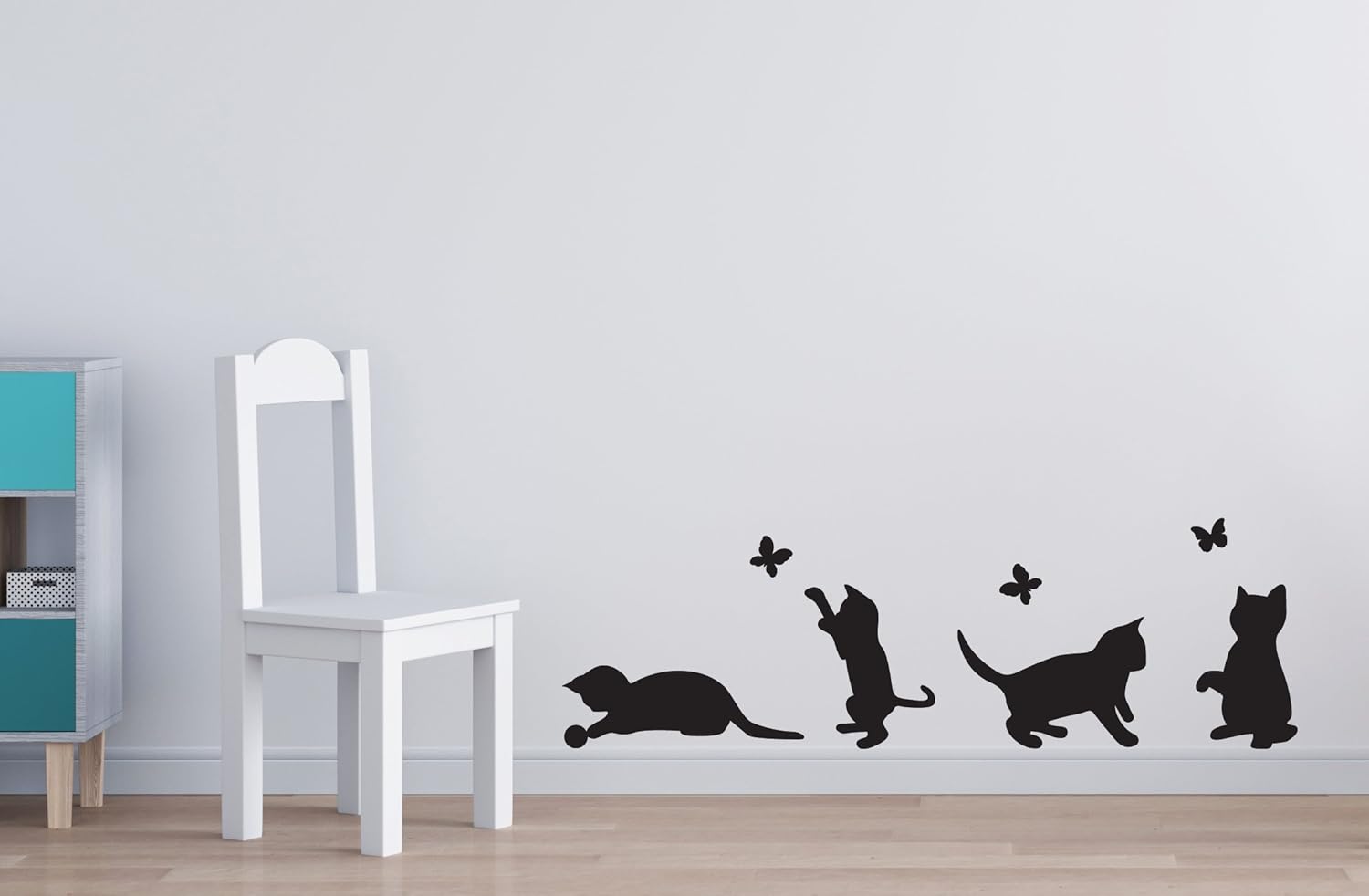Cats Playing Catching Butterflies Home Vinyl Wall Sticker Decor Decal Mural Kitchen Pets Wallpaper Decoration Kids Room Living Room Wall Art Interior Design - Image 3