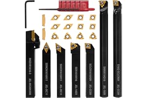 ZIBEILE Indexable Lathe Turning Tool 21Pcs Kit,7 Pcs Metal Lathe Tool Holder Set and 14 Pcs Turning Inserts,5/8'' 16mm Shank with Carbide Inserts for Turning Grooving Threading Boring